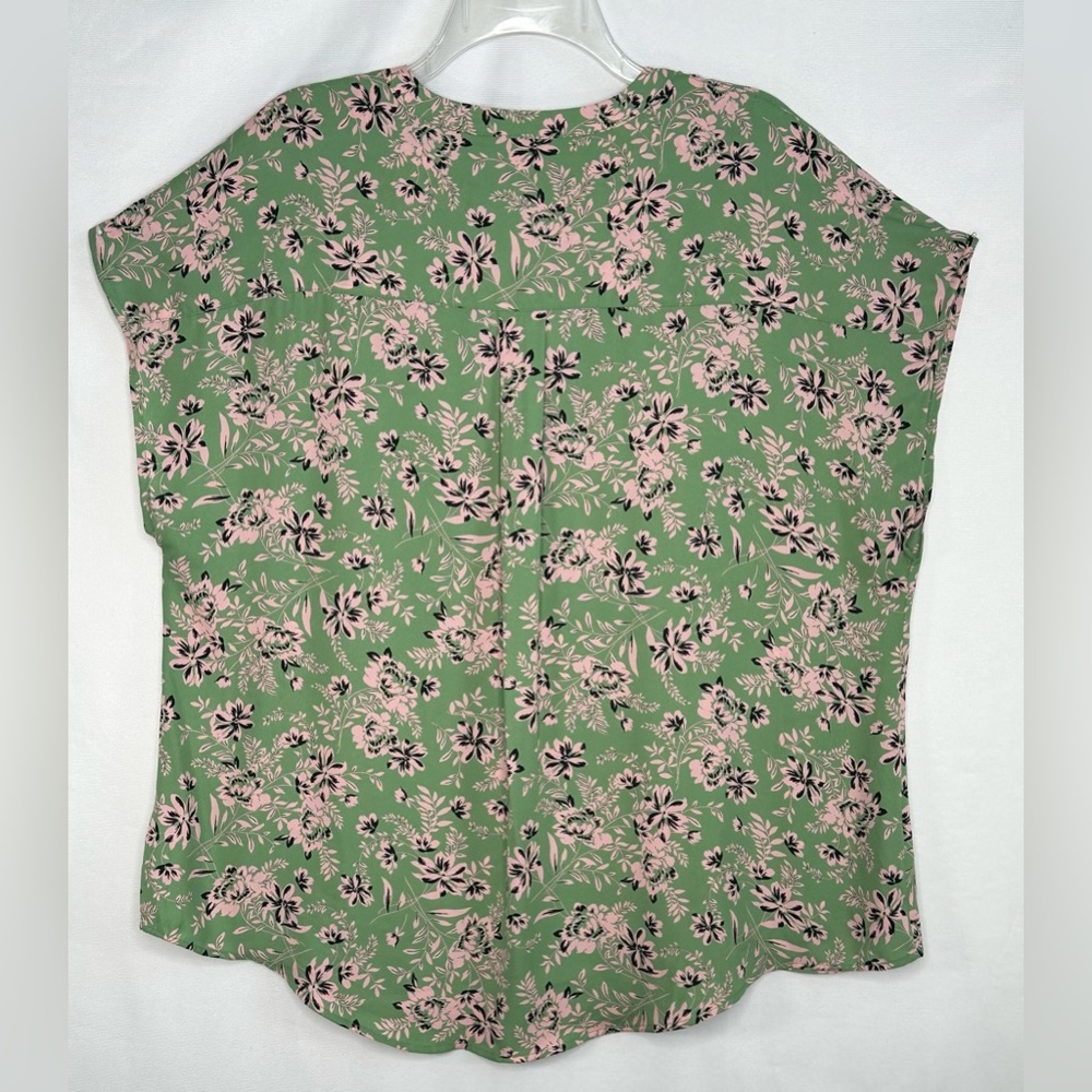 Torrid Georgette Green Floral Dolman Sleeves Zip Front Pockets Cottagecore Sz 1X - Picture 2 of 7